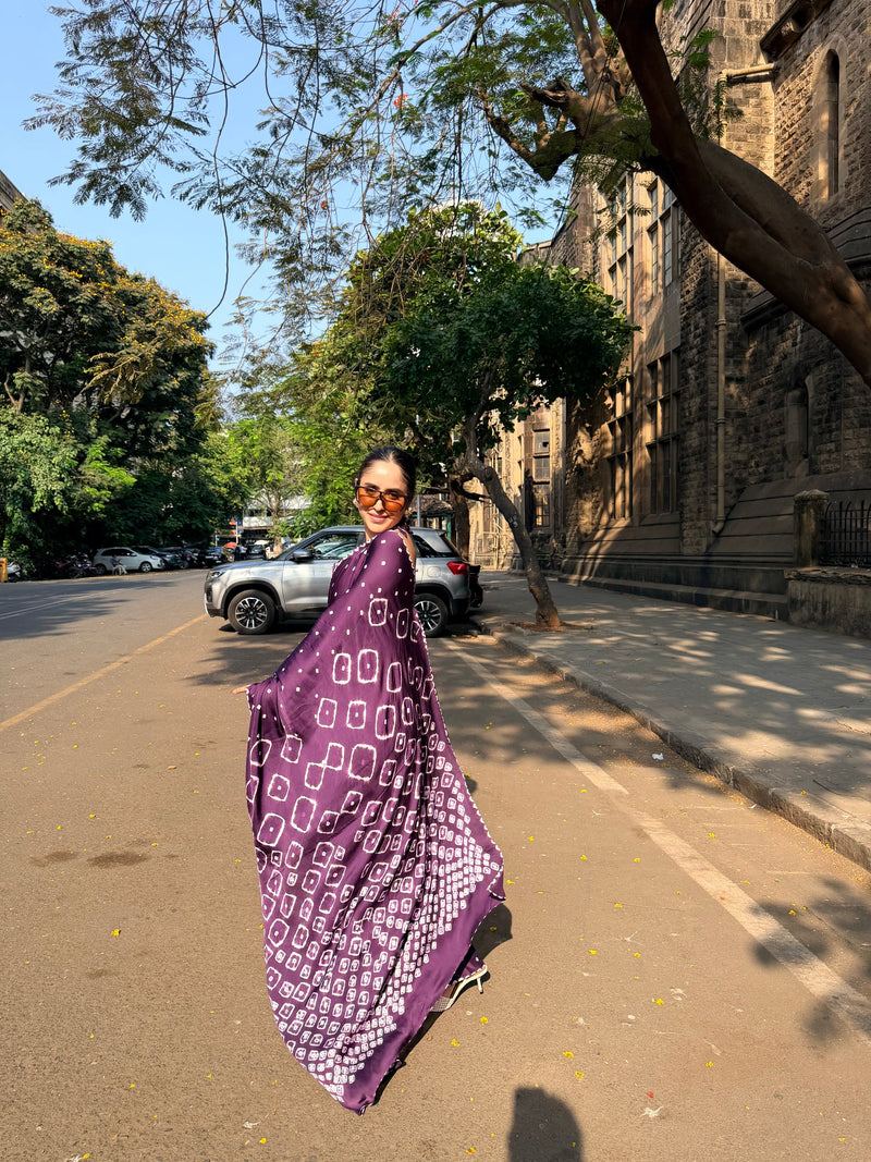 Royal Bandhani Purple Saree
