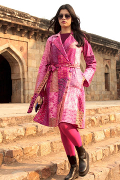 Patola Silk Kantha Patchwork Trench Coat