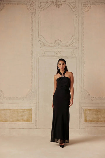Jet Black Elegant Tulle Dress