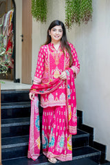 Pink Reeti Crepe Printed Kurta Suit Set