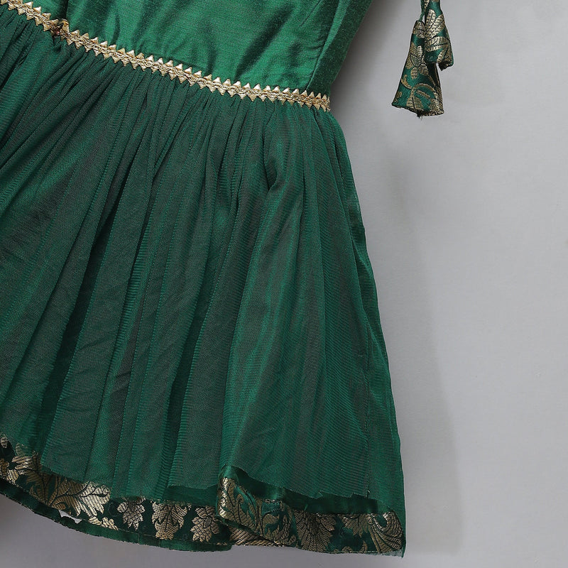 Green Brocade Cotton Silk Sharara Set