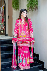 Pink Reeti Crepe Printed Kurta Suit Set