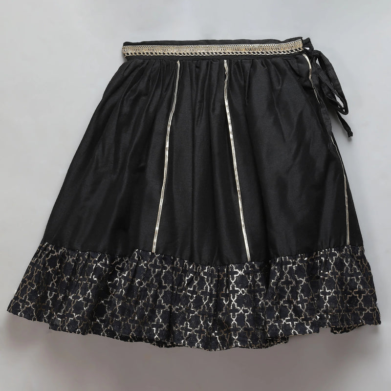 Black Organza Chanderi Off Shoulder Lehenga