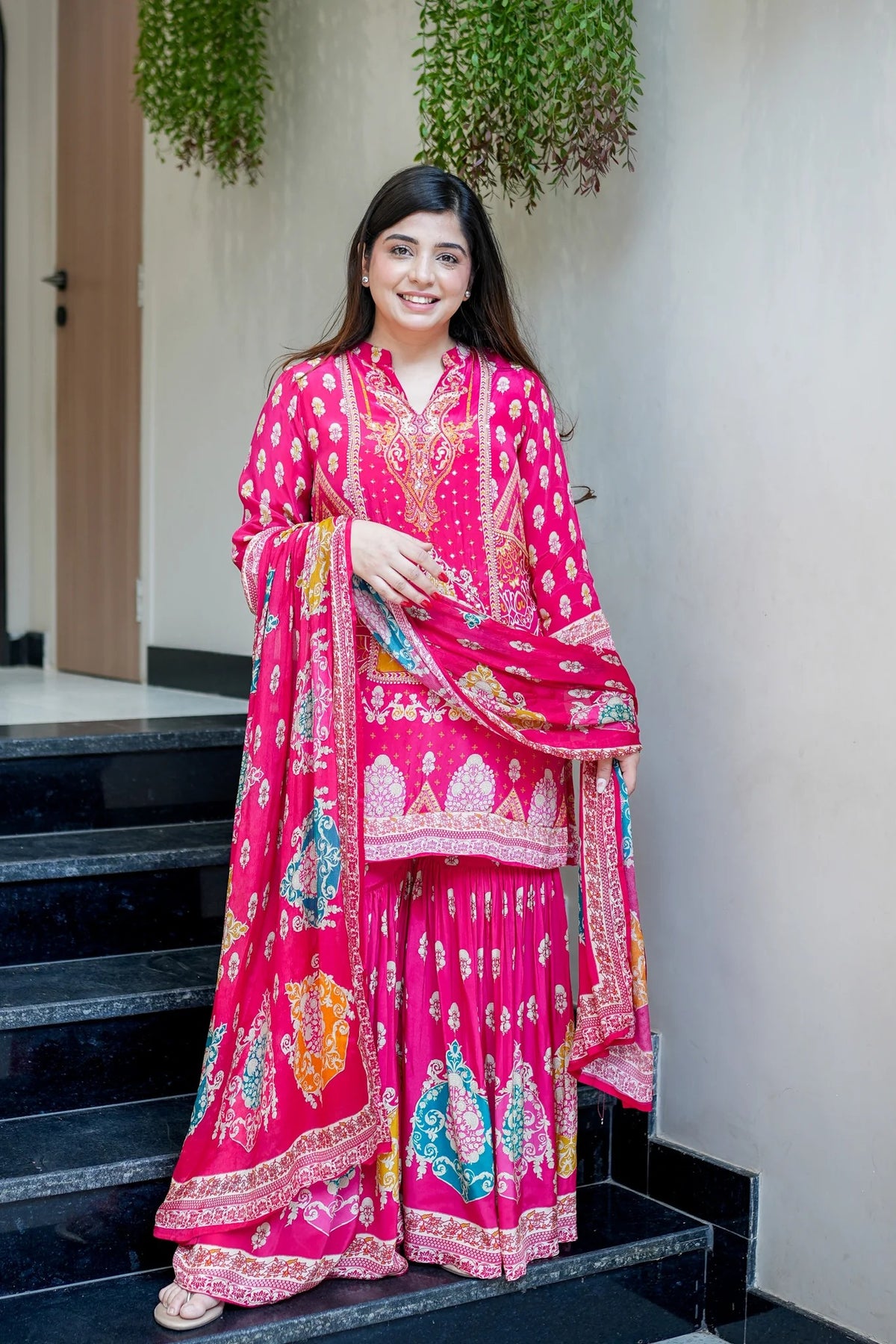 Pink Reeti Crepe Printed Kurta Suit Set