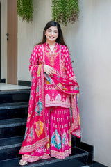 Pink Reeti Crepe Printed Kurta Suit Set