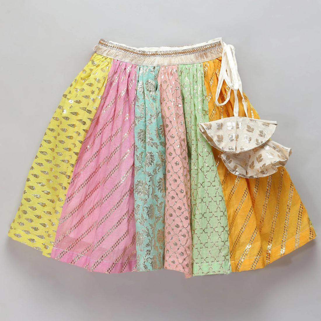 Off White Multi-Color Organza Lehenga Set