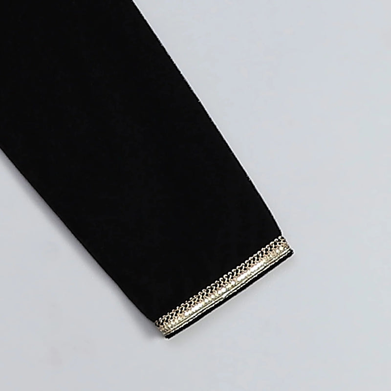 Black Velvet Cotton Silk Kurta Set