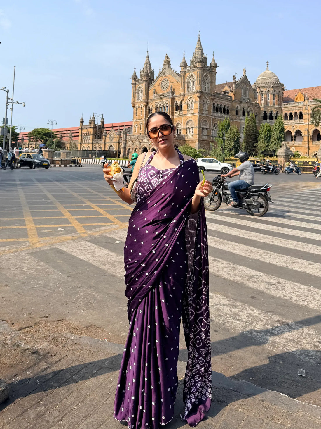 Royal Bandhani Purple Saree