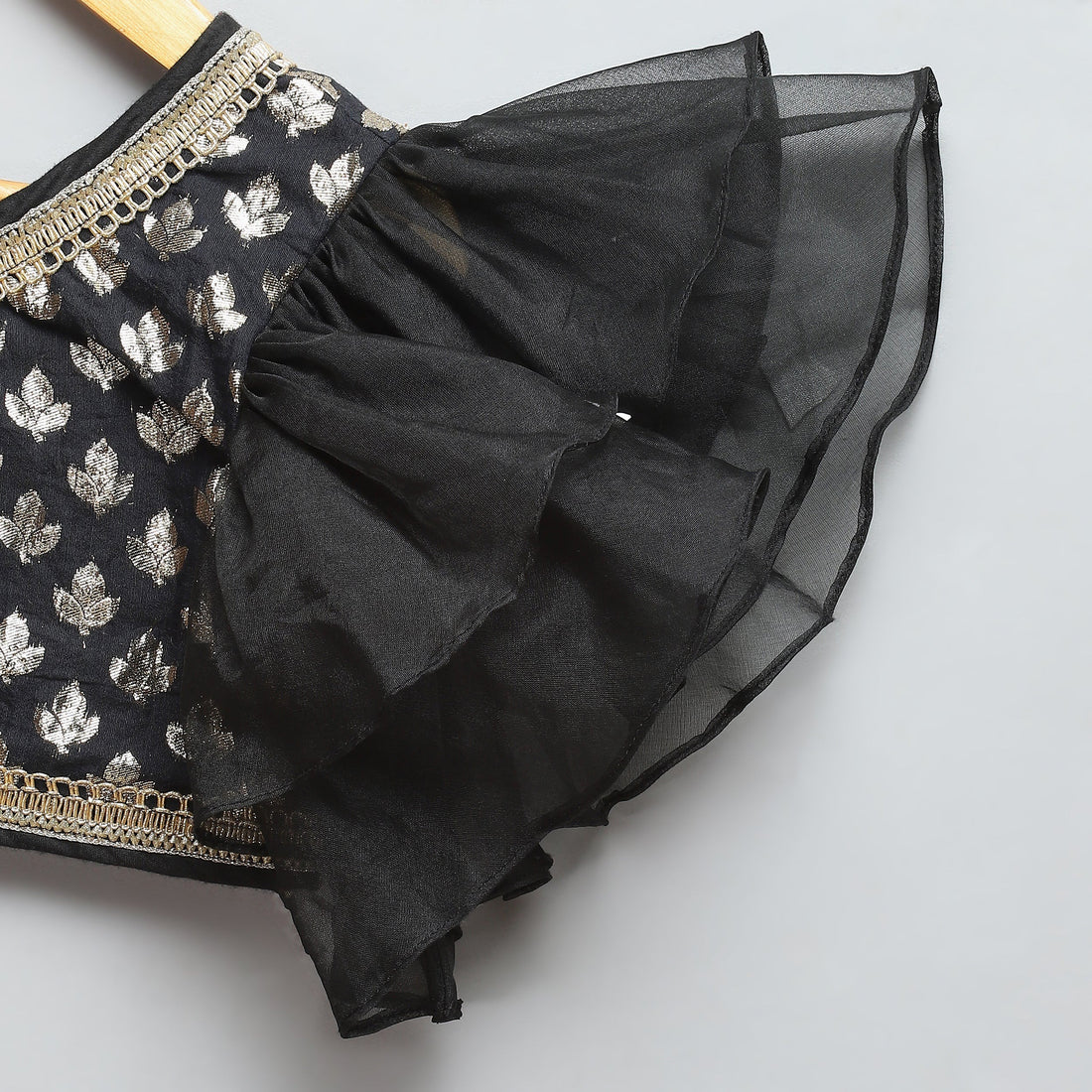 Black Organza Chanderi Off Shoulder Lehenga