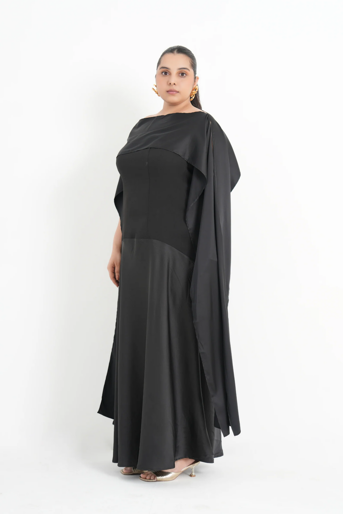Imported Crepe Satin Midnight Veil Dress