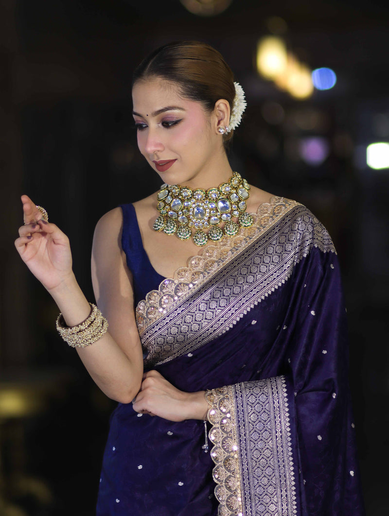 Royal Indigo Banarasi Zari Silk Saree
