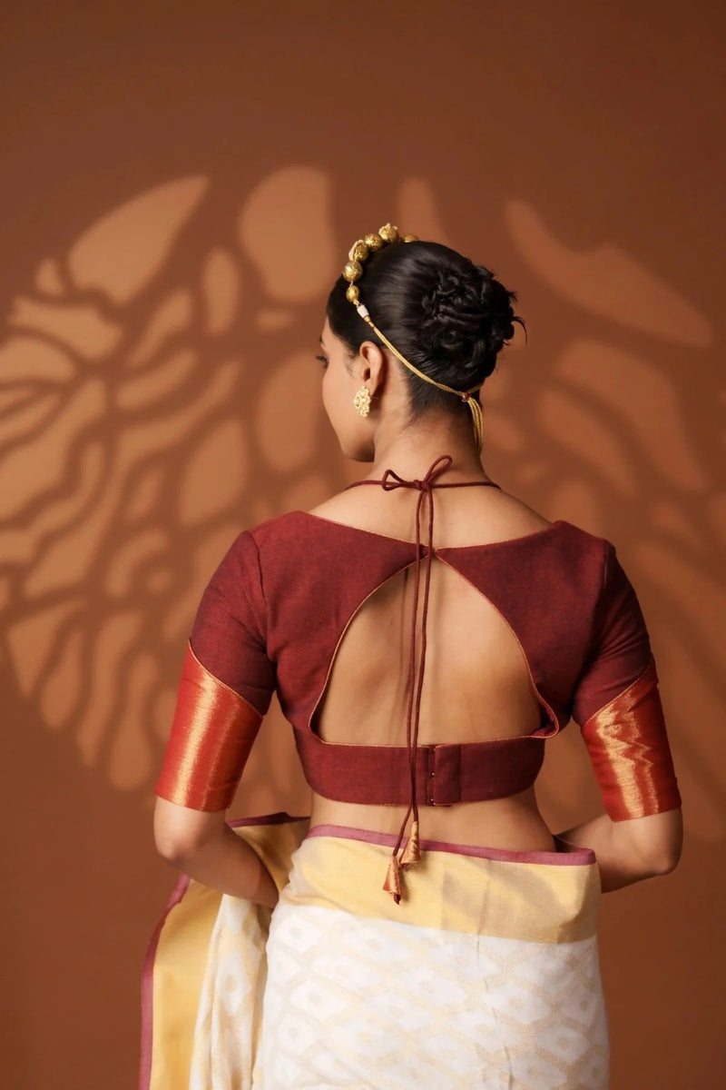 Maroon Zari Cotton Blouse
