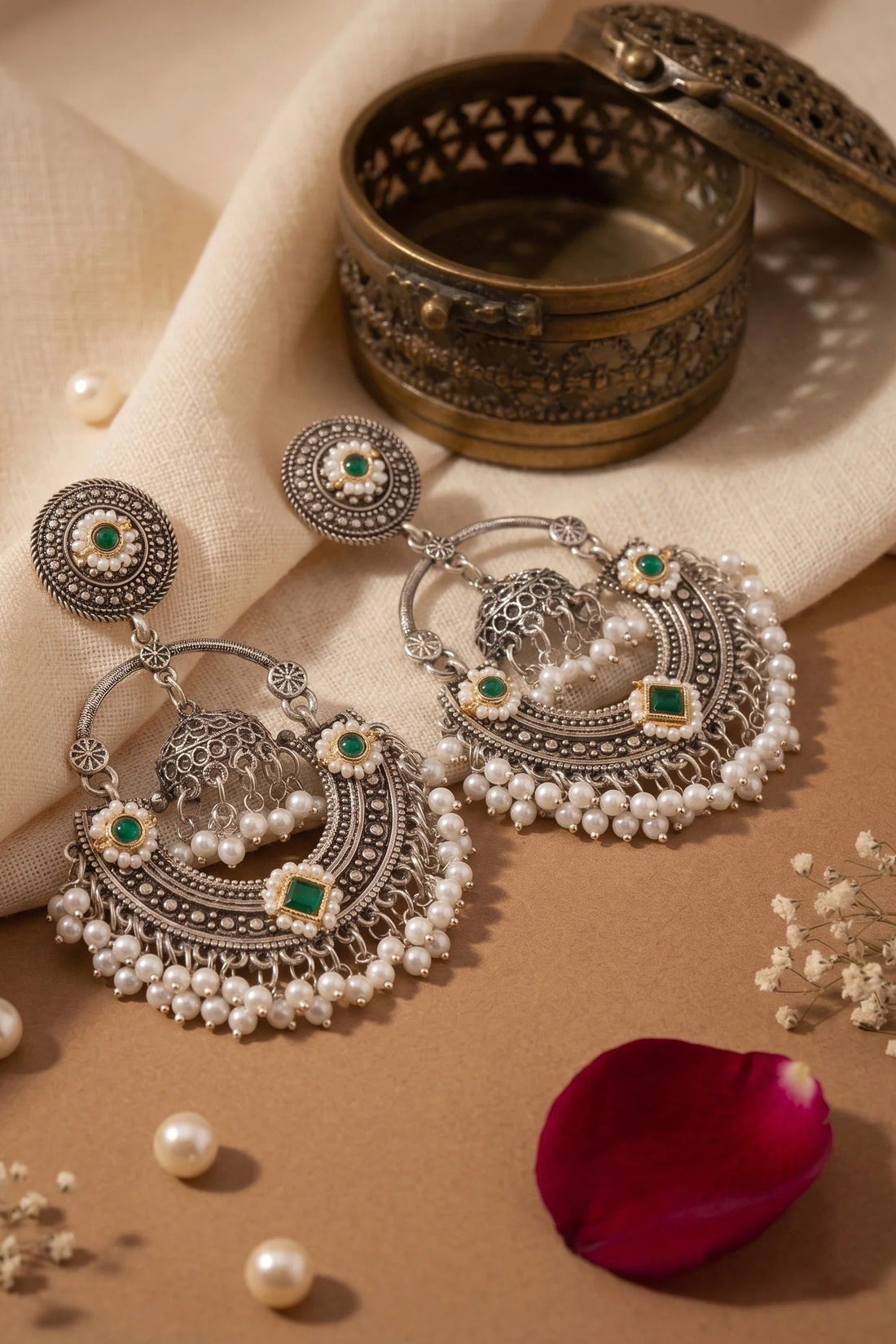 Anahita Heritage Pearl Chandbali Earrings