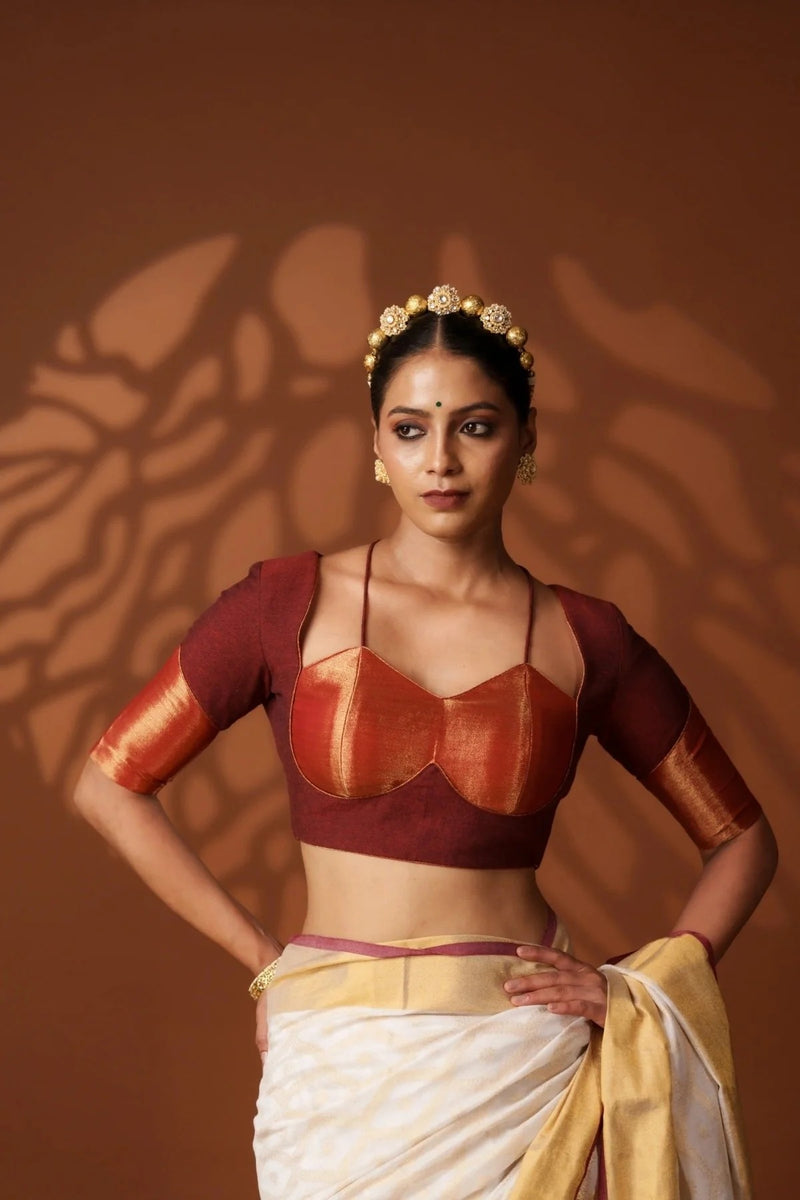 Maroon Zari Cotton Blouse