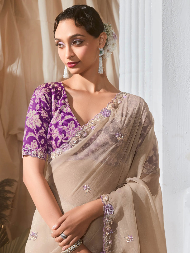 Organza Tissue Silk Sequins Saree