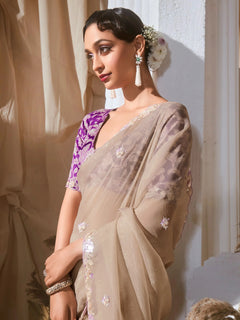 Organza Tissue Silk Sequins Saree