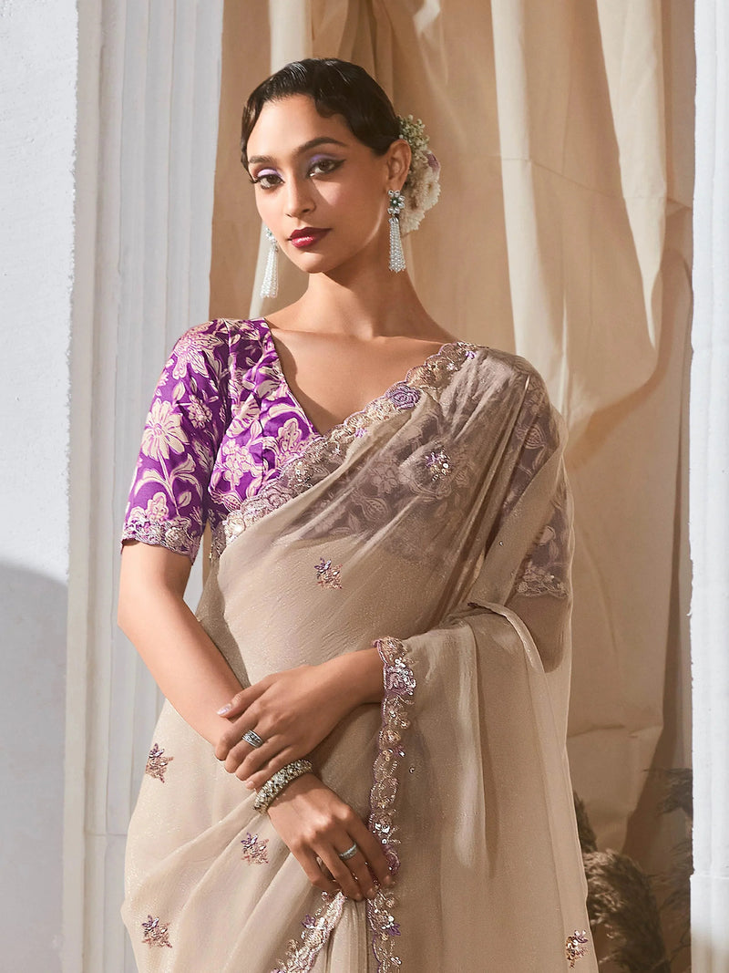 Organza Tissue Silk Sequins Saree