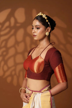 Maroon Zari Cotton Blouse