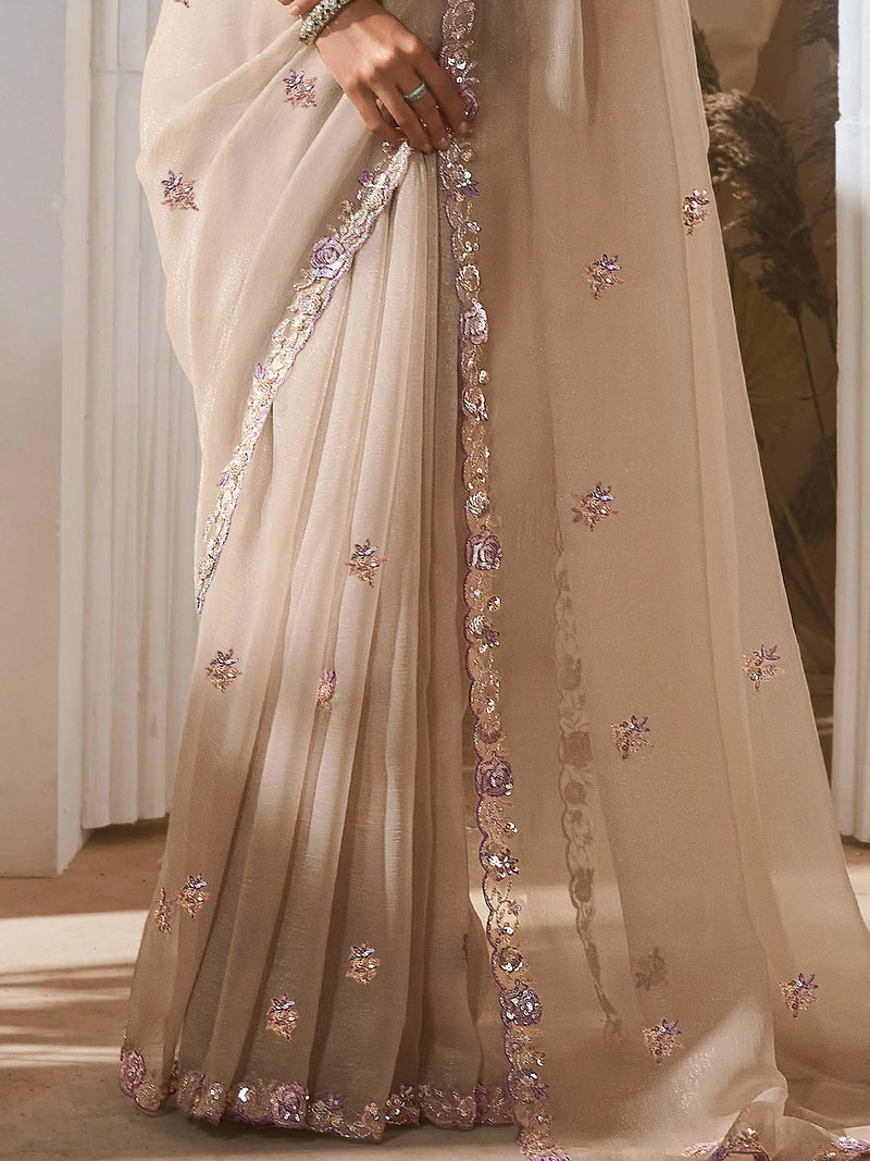 Organza Tissue Silk Sequins Saree