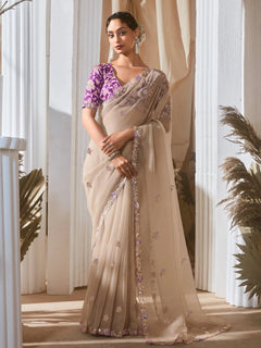 Organza Tissue Silk Sequins Saree