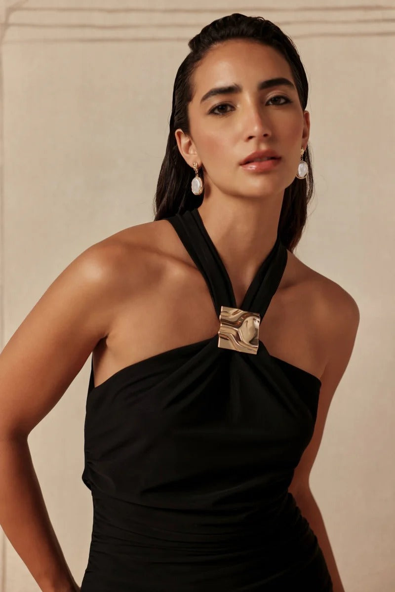 Jet Black Elegant Tulle Dress