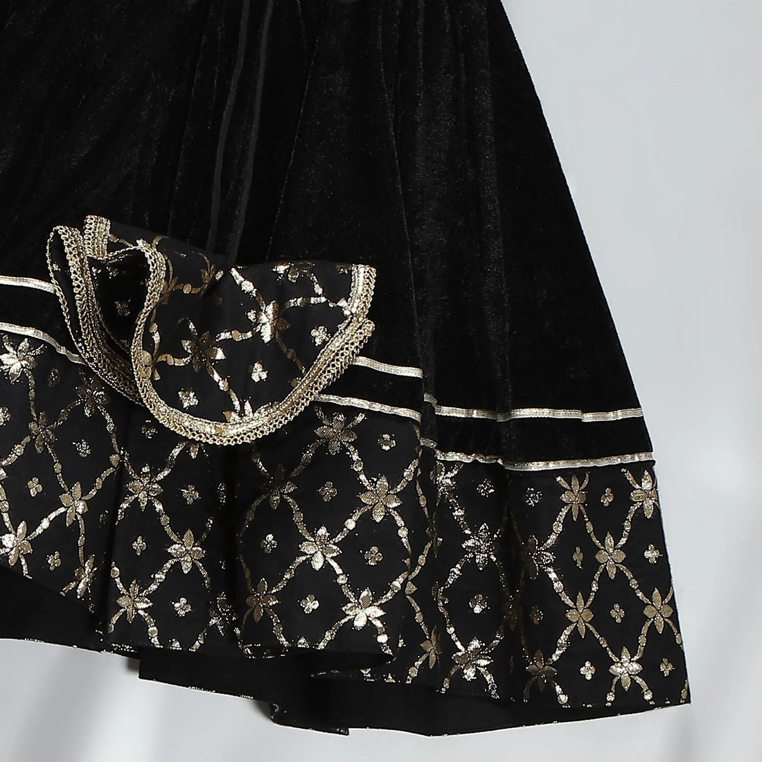 Black Velvet Silk Anarkali Set with Dupatta