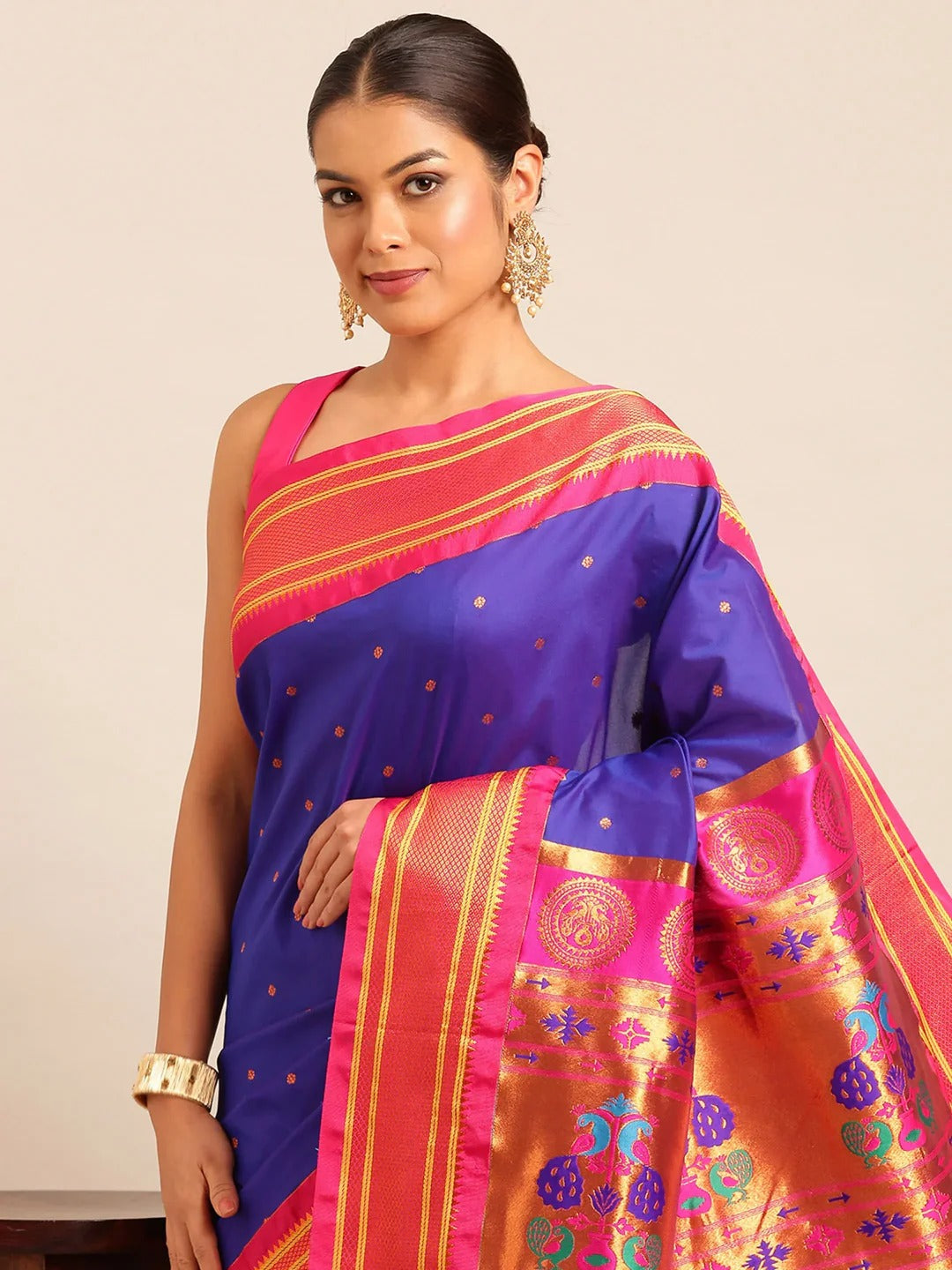 Maharani Blue Paithani Saree with Heritage Pallu