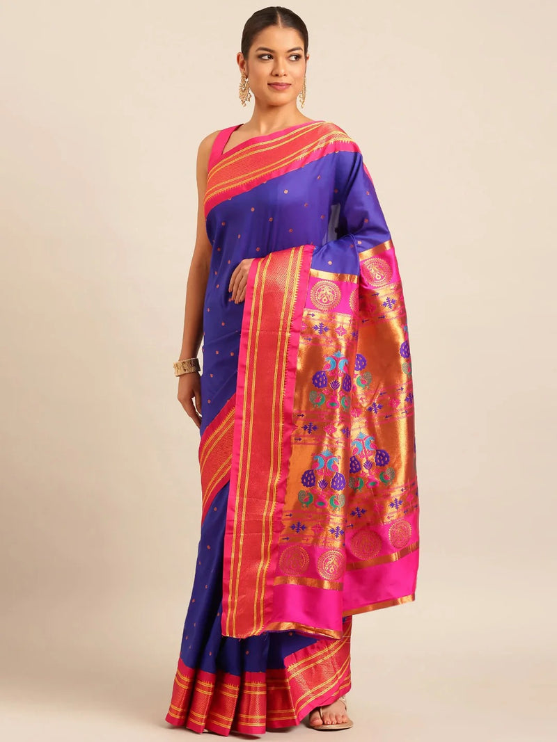 Maharani Blue Paithani Saree with Heritage Pallu