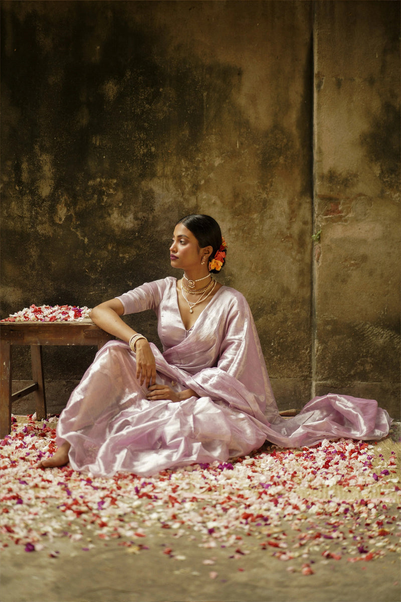 Light Pink Tissue Handloom Saree