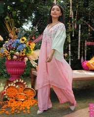 Silk Baby Pink Ombre Kaftan Set