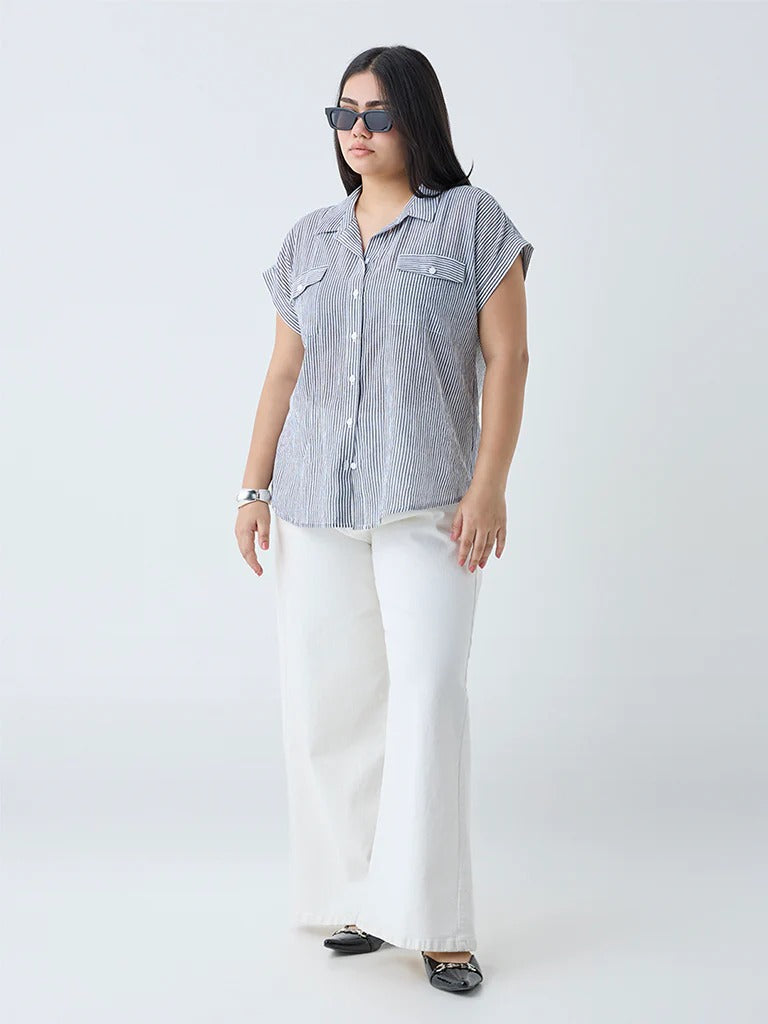 Black Striped Gia Cotton Shirt