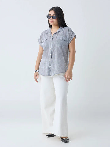 Black Striped Gia Cotton Shirt