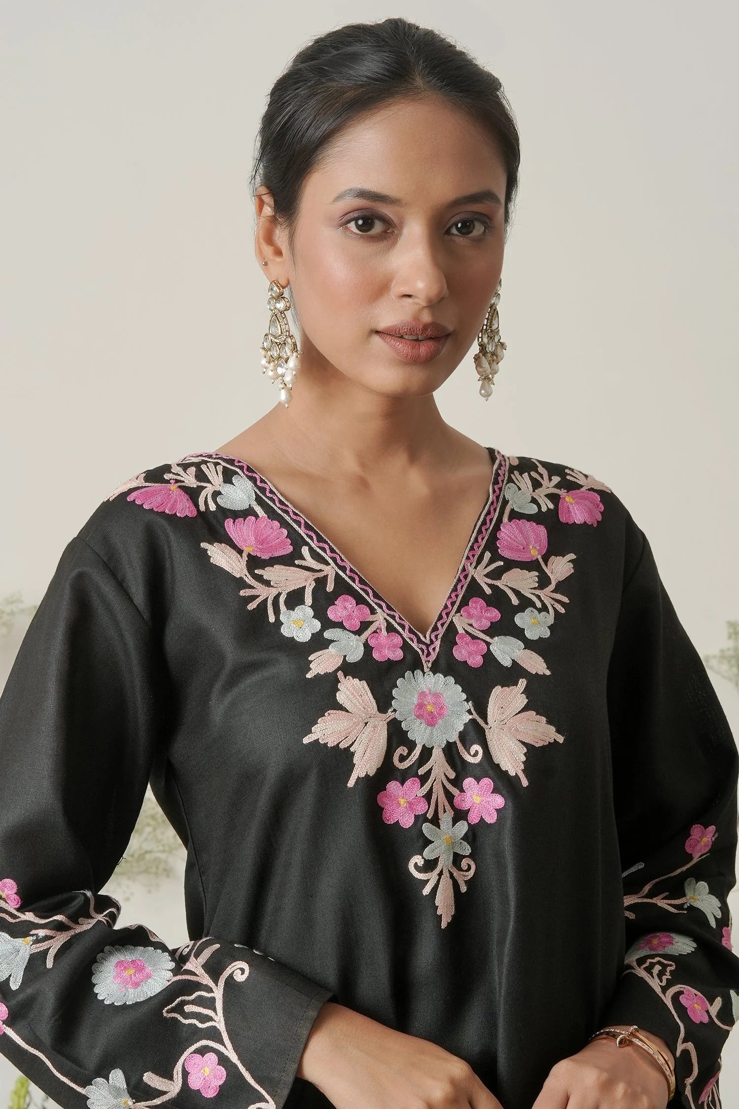 Cotton Black Ishita Kashmiri Aari Kurta