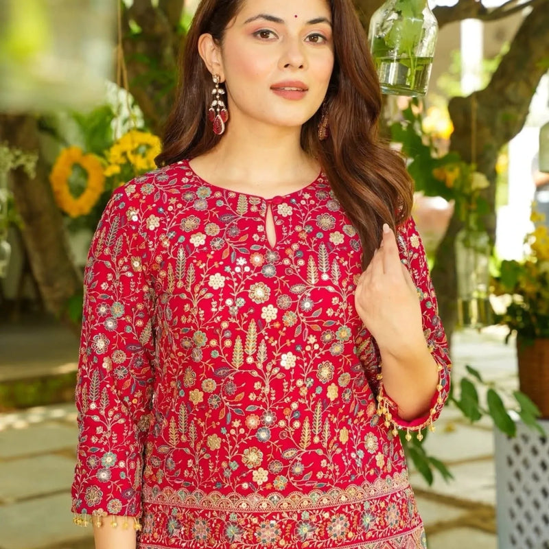 Heavy Georgette Bejewel Pink Co-Ord