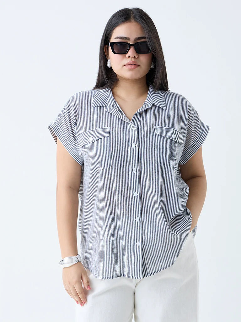 Black Striped Gia Cotton Shirt