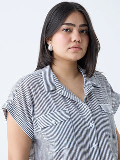 Black Striped Gia Cotton Shirt
