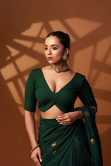 Green Shadow Cotton Padded Blouse