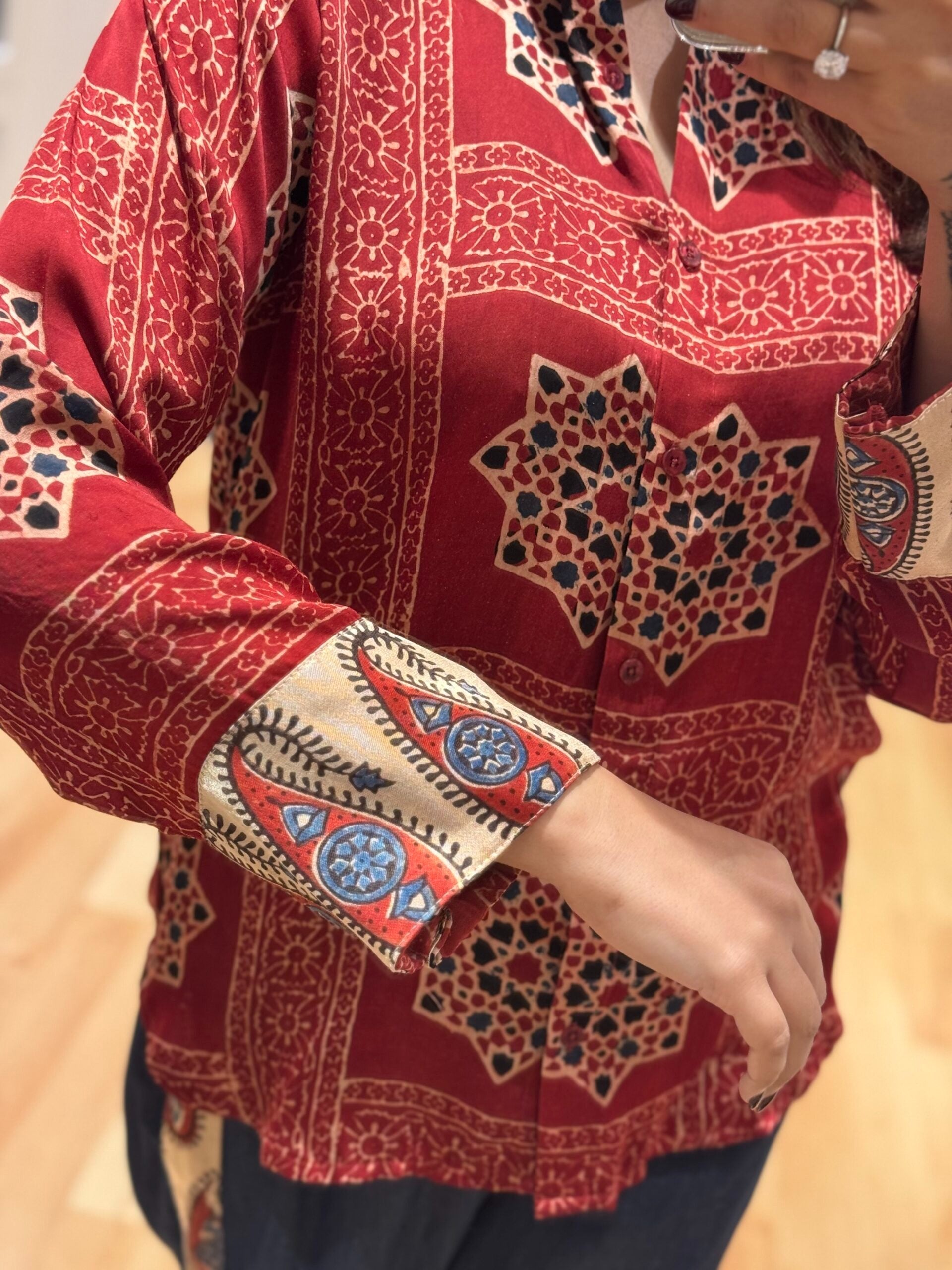 Modal Satin Ajrakh Maldhari Heritage Shirt