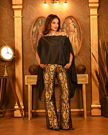 Multistyle Brocade Embroidered Cape Set