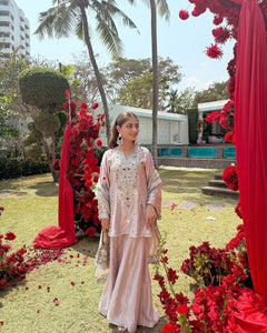 Crepe Organza Silk Embroidered Kurta Set