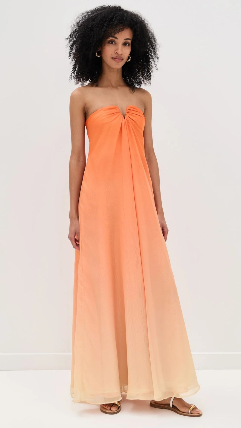 Orange Ombre Semi-Sheer Gown