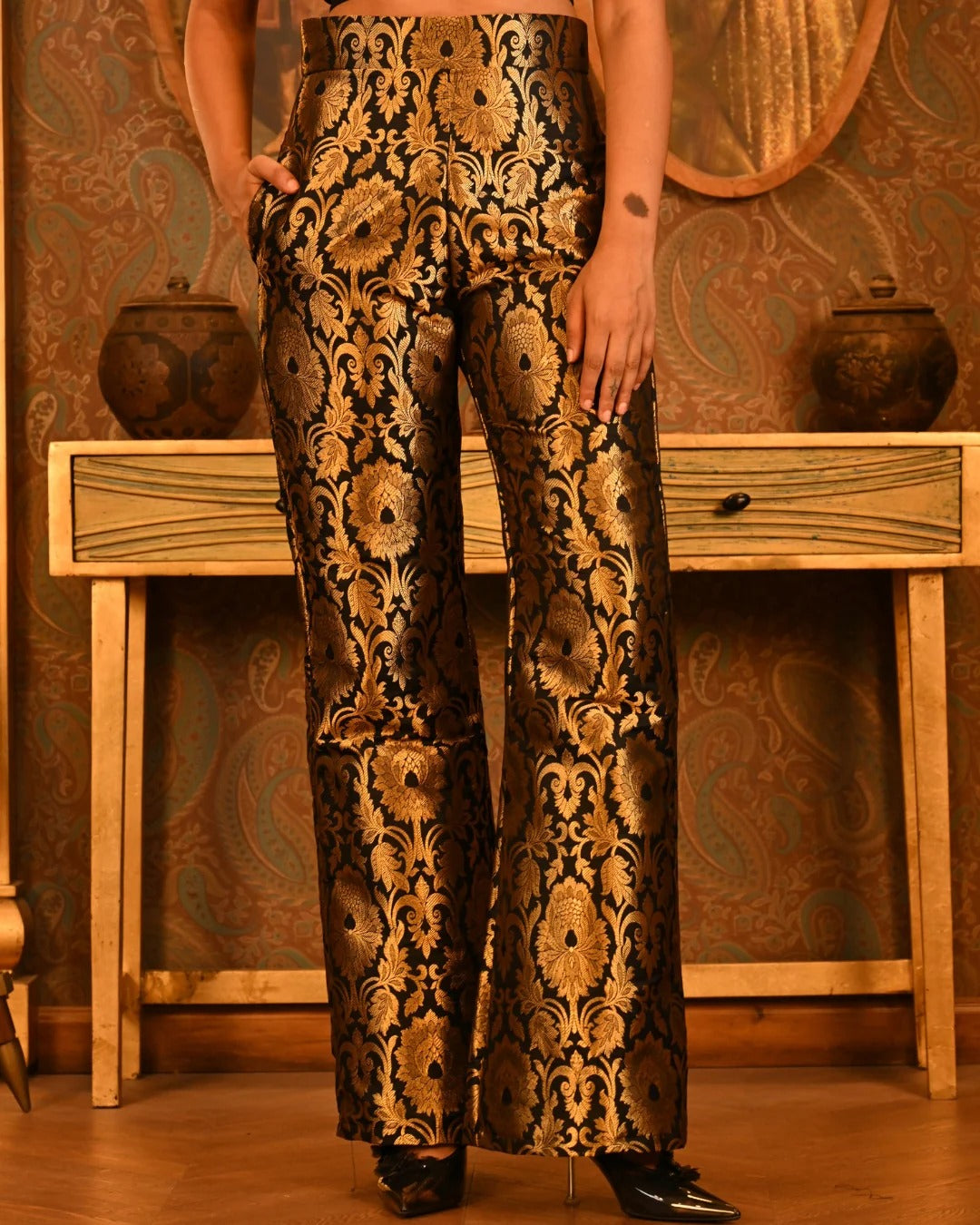 Regal Brocade Festive Straight Pants