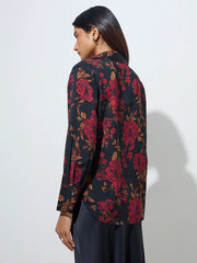 Black Floral Wardrobe Printed Shirt