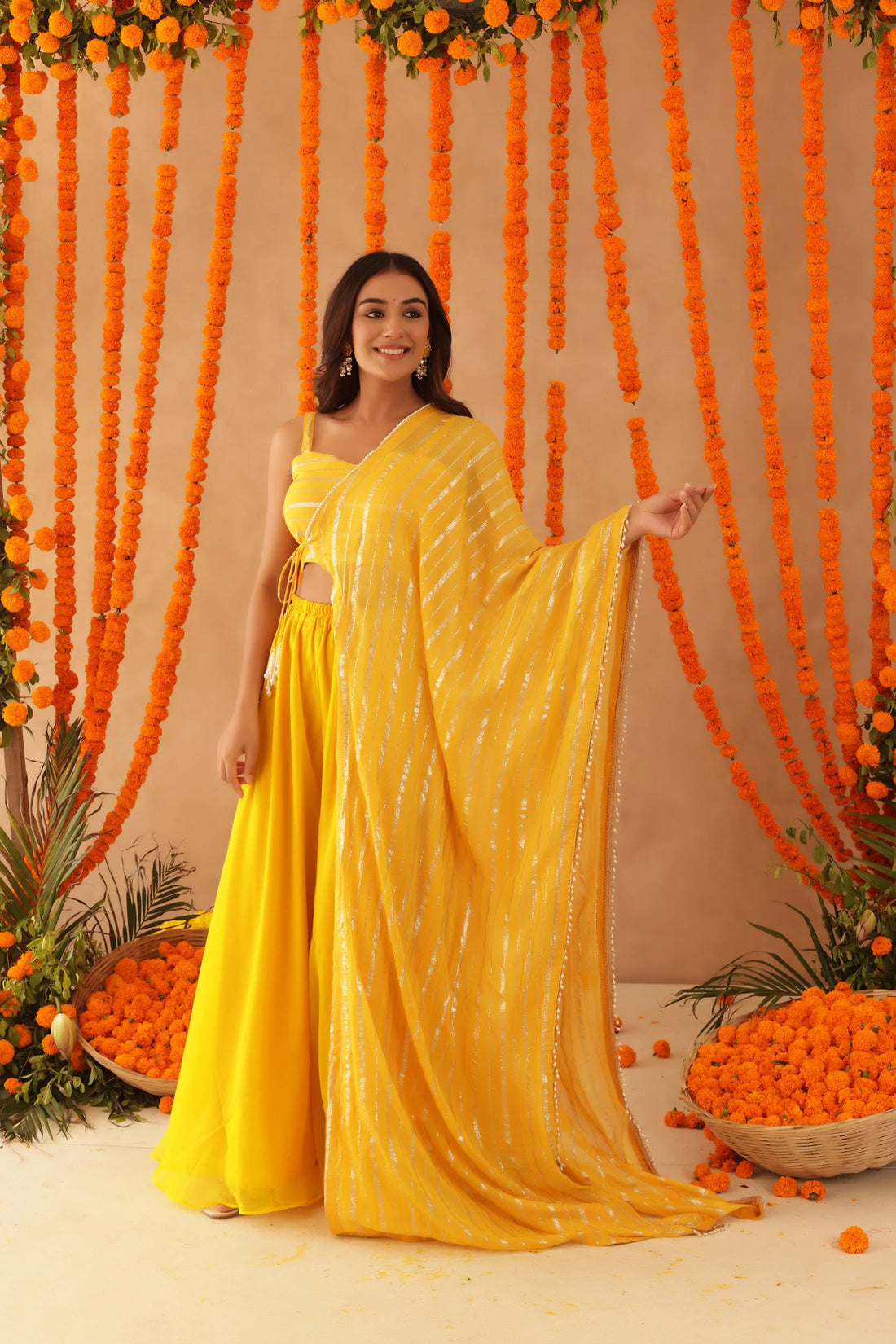 Pink Lurex Fusion Indo-Western with Designer Blouse