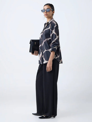 Black Floral Handmade Printed Shirt/ Top