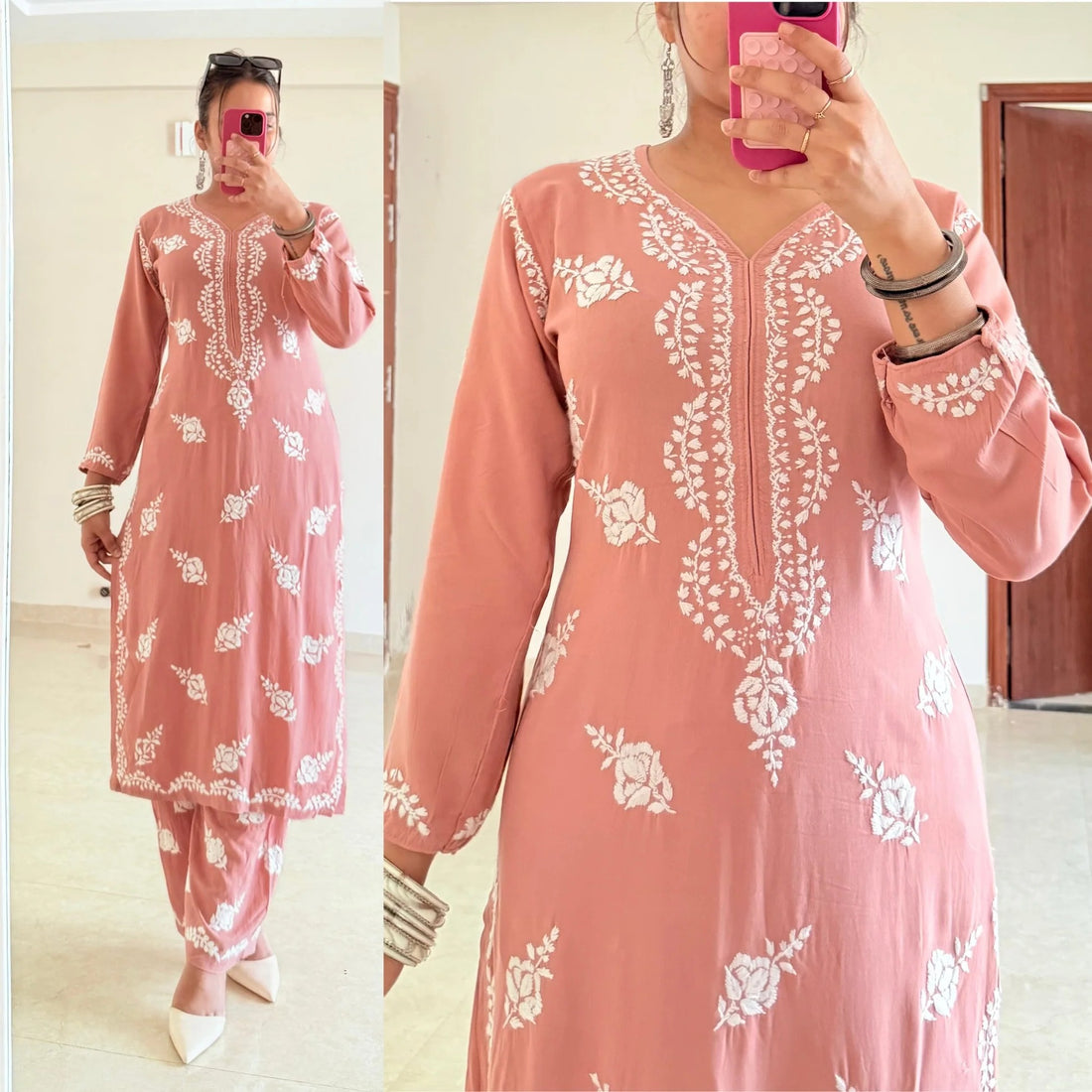 Blush Noor Chikankari Kurta Set