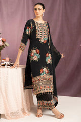 Black Gulnoor Crepe Suit Set