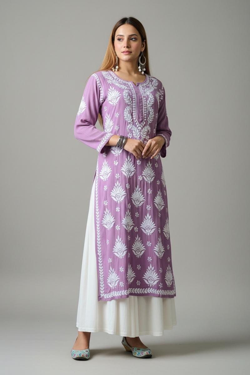 Lilac Noor Chikankari Kurti