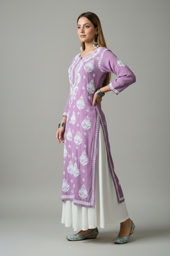 Lilac Noor Chikankari Kurti