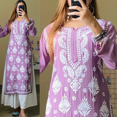 Lilac Noor Chikankari Kurti